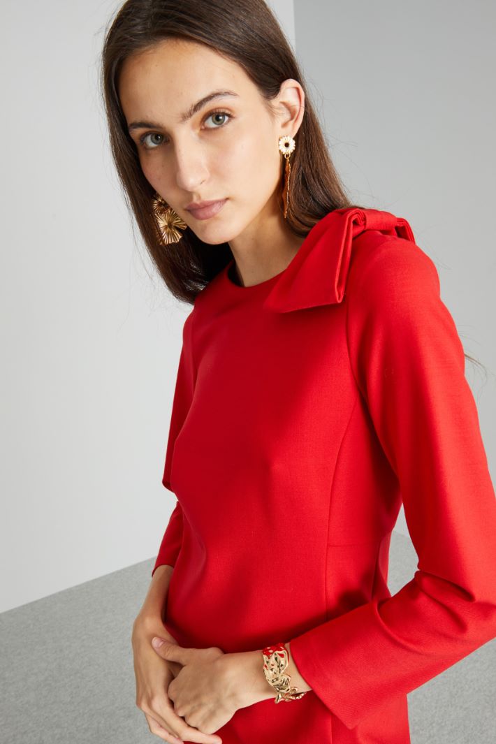 Abito corto con fiocco - ROSSO FUOCO - Fashion Market - 3