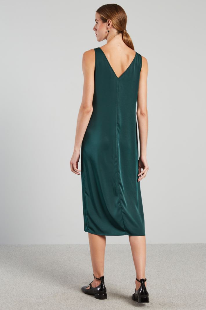 Slip dress con spacco - VERDE SCURO - Fashion Market - 4