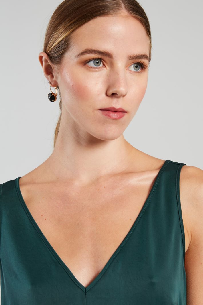 Slip dress con spacco - VERDE SCURO - Fashion Market - 3
