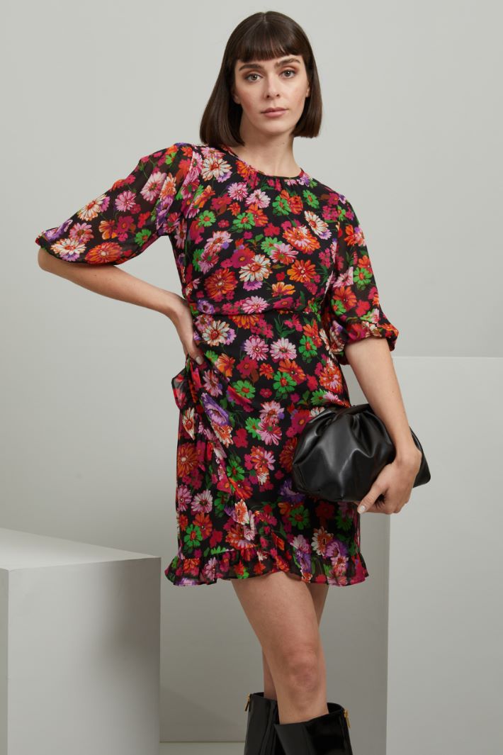Abito in georgette - FUCSIA VERDE ARANCIONE - Fashion Market - 2