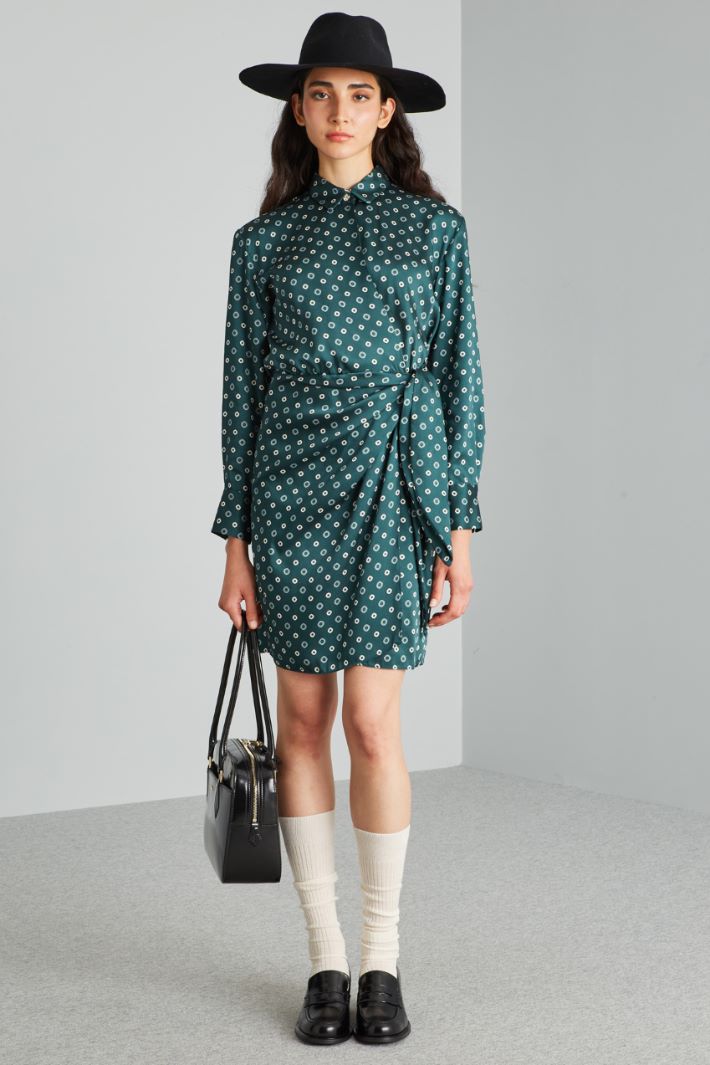 Abito a portafoglio in twill - VERDE - Fashion Market