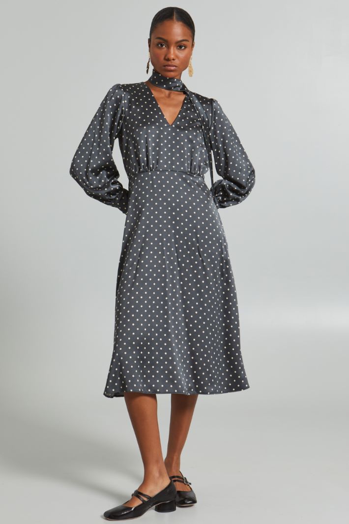 Abito midi con fusciacca - GRIGIO BIANCO - Fashion Market - 2