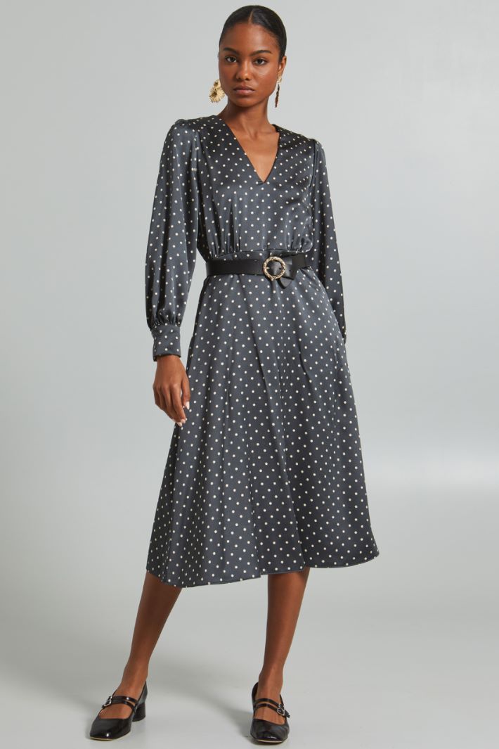 Abito midi con fusciacca - GRIGIO BIANCO - Fashion Market