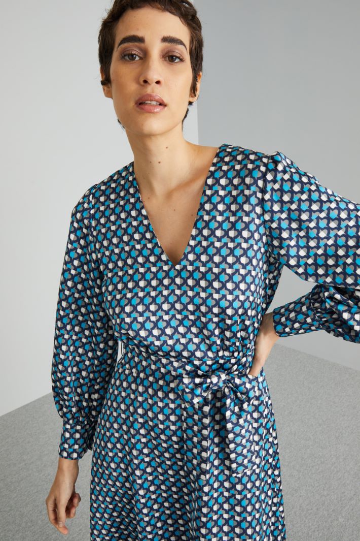 Abito midi con fusciacca - AZZURRO GRIGIO - Fashion Market - 3
