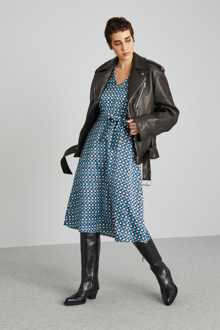 Abito midi con fusciacca - AZZURRO GRIGIO - Fashion Market
