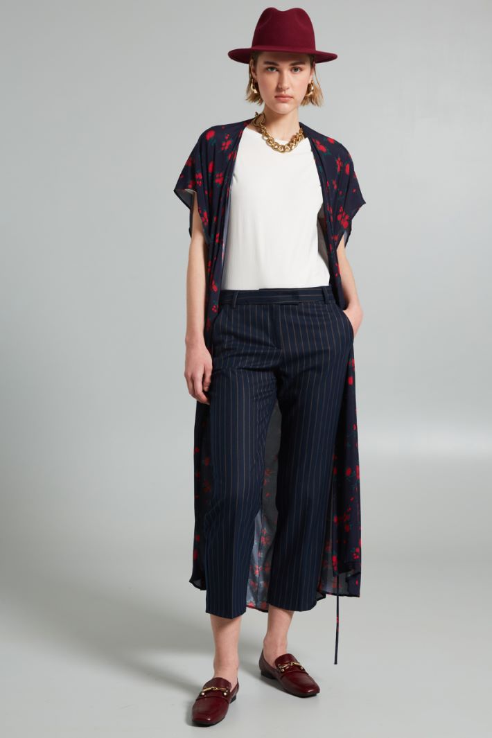 Abito fluido a portafoglio - BLU NOTTE ROSSO - Fashion Market