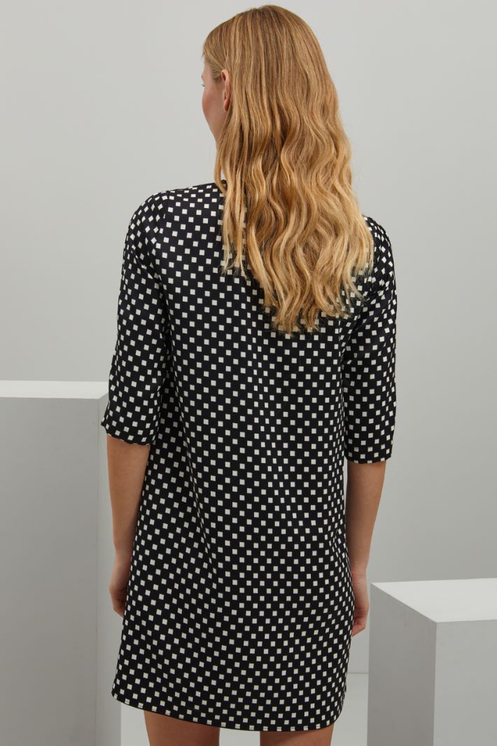 Abito corto in cady - NERO BIANCO - Fashion Market - 4