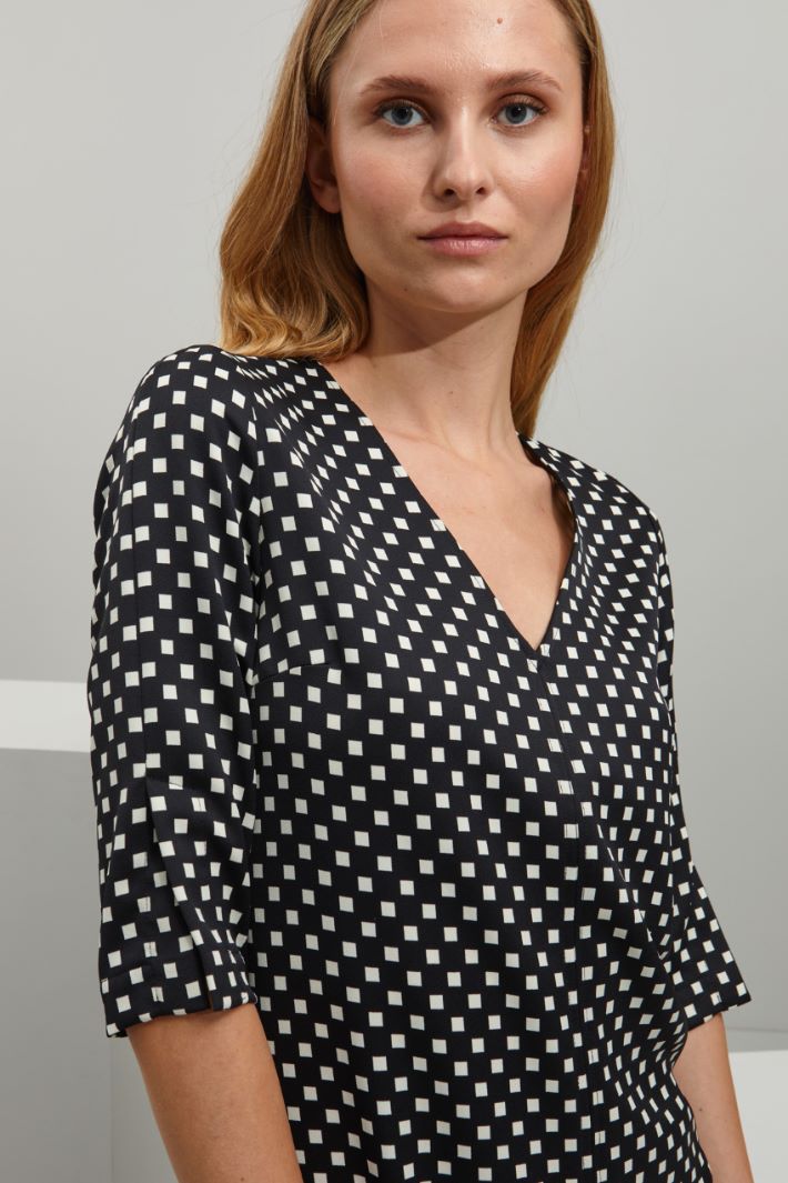 Abito corto in cady - NERO BIANCO - Fashion Market - 3
