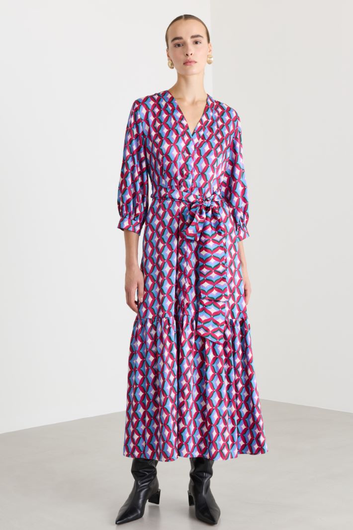 Abito lungo in twill a fantasia - ROSA - Fashion Market - 2