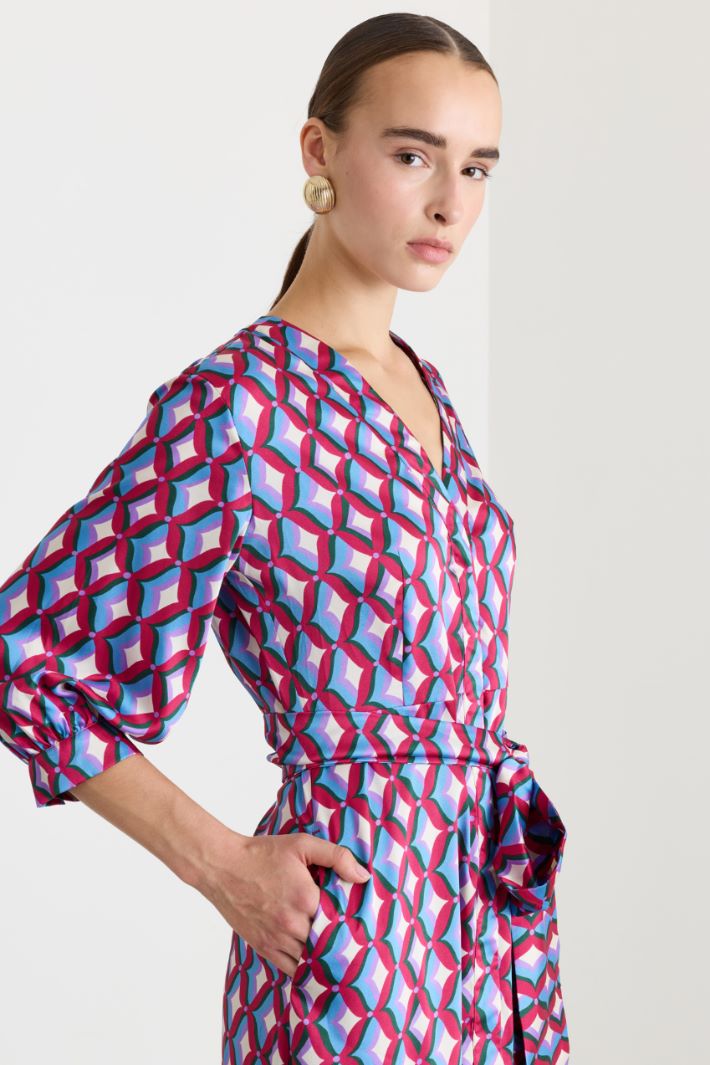 Abito lungo in twill a fantasia - ROSA - Fashion Market - 3