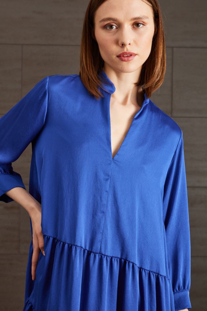 Abito a grembiule in raso - BLU ZAFFIRO - Fashion Market - 3