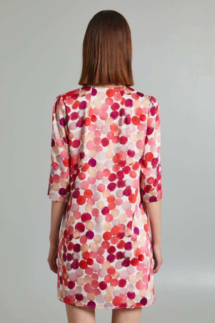 Abito corto in twill - FUCSIA BIANCO - Fashion Market - 4