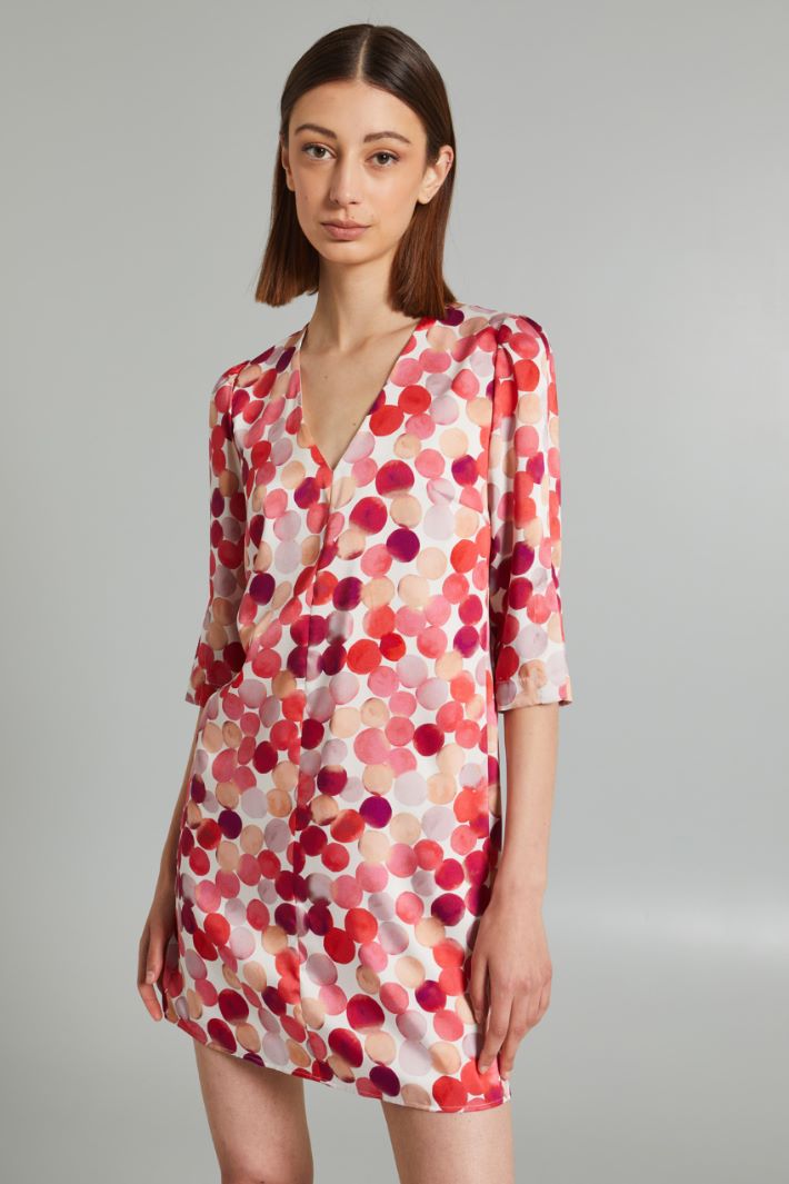 Abito corto in twill - FUCSIA BIANCO - Fashion Market - 2