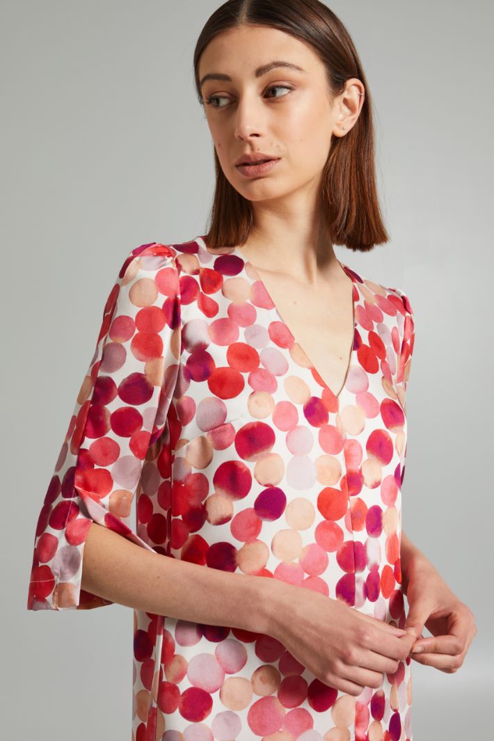 Abito corto in twill - FUCSIA BIANCO - Fashion Market - 3