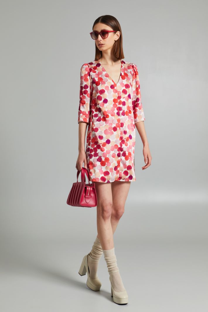 Abito corto in twill - FUCSIA BIANCO - Fashion Market