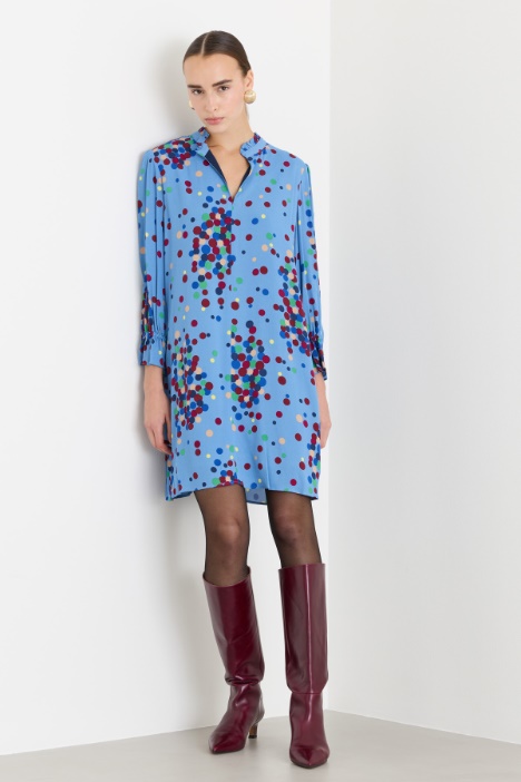 Abito corto in pura viscosa con rouches - Fashion Market
