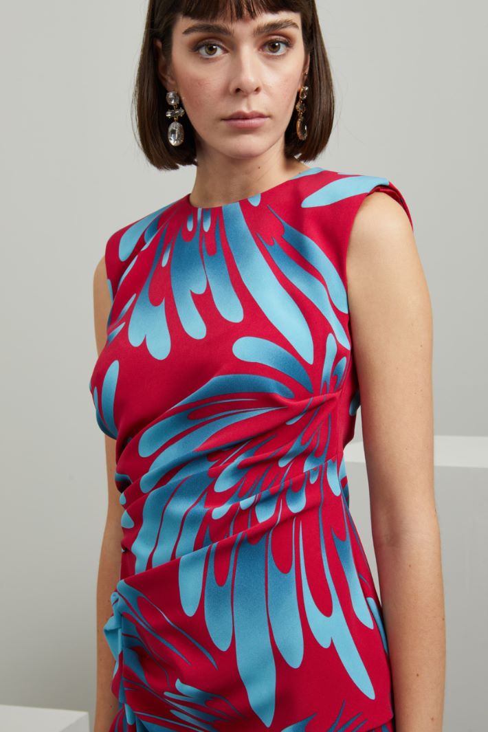 Abito in cady stampato - FUXIA AZZURRO - Fashion Market - 2