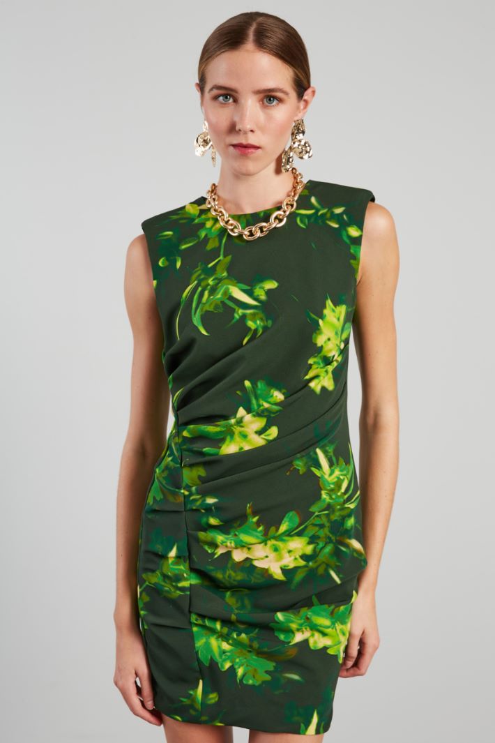 Abito a tubino con drappeggi - VERDE - Fashion Market - 2