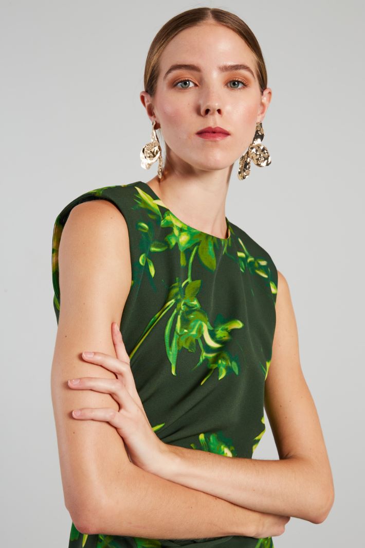 Abito a tubino con drappeggi - VERDE - Fashion Market - 3