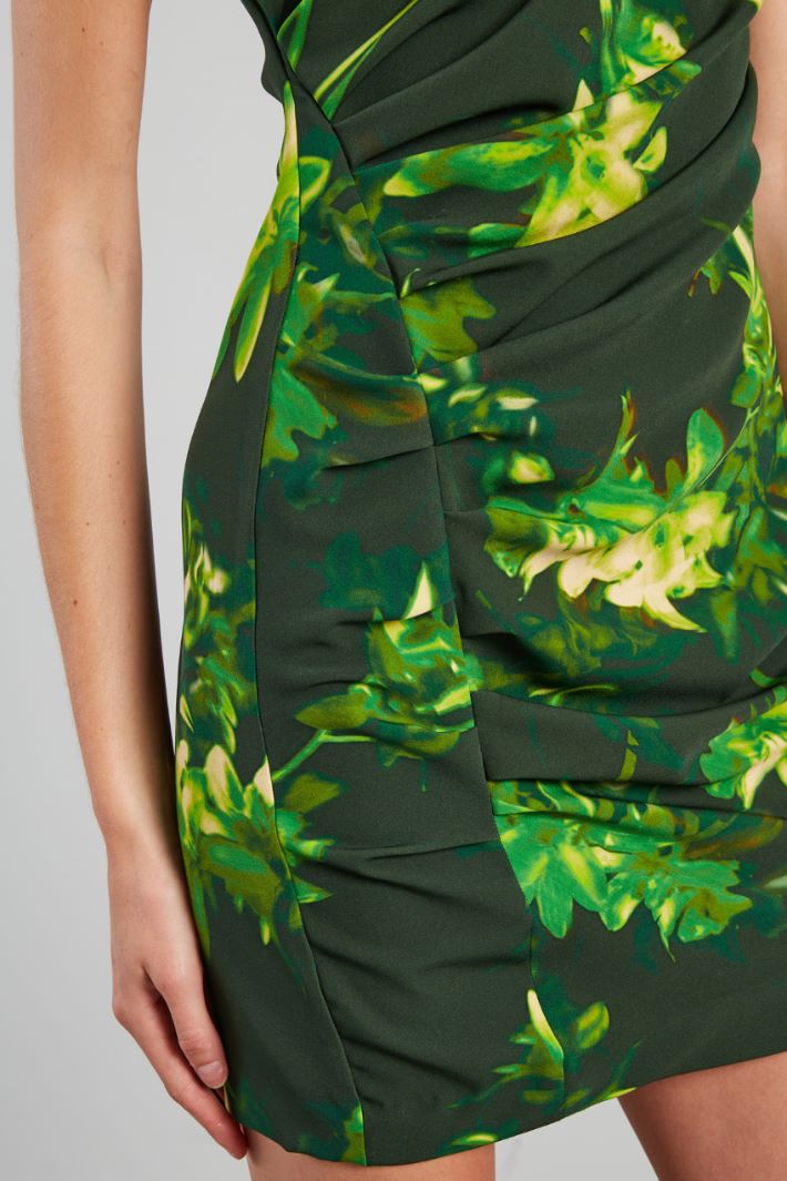Abito a tubino con drappeggi - VERDE - Fashion Market - 4