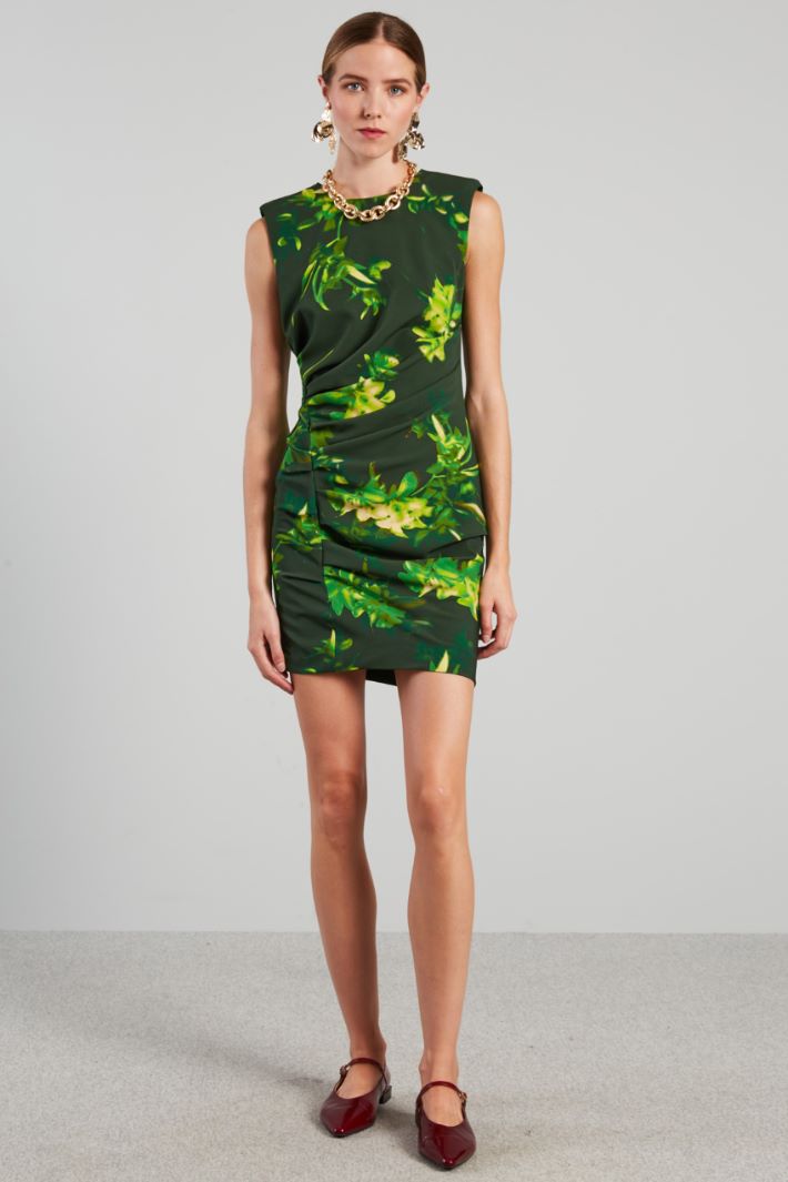 Abito a tubino con drappeggi - VERDE - Fashion Market