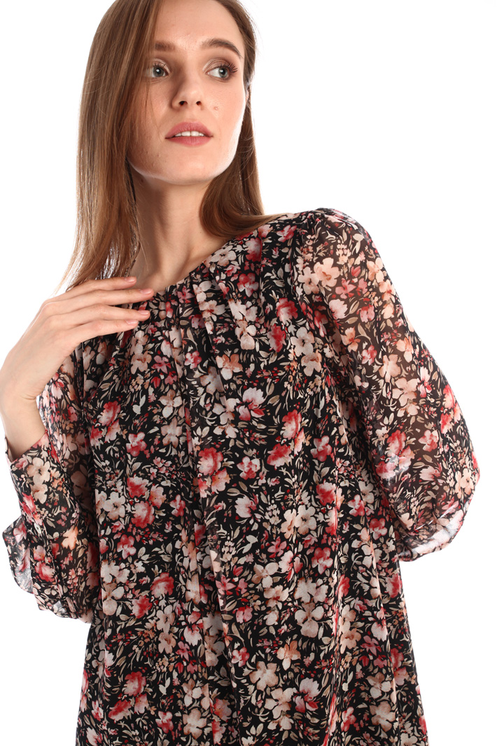 Abito in georgette a fantasia - NERO ROSA - Fashion Market - 4