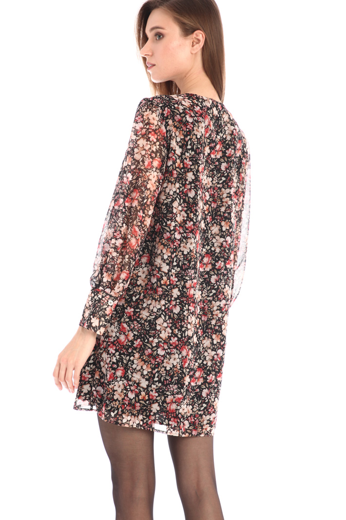 Abito in georgette a fantasia - NERO ROSA - Fashion Market - 2