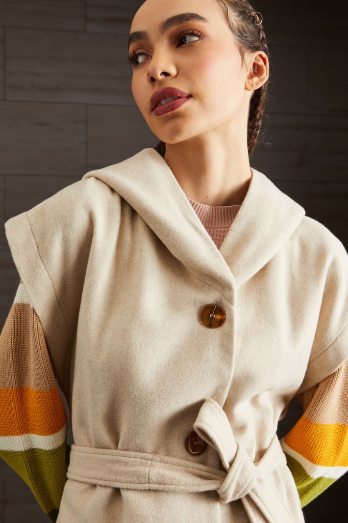 Gilet in flanella di lana - SABBIA - Fashion Market - 3