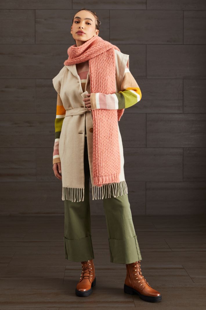 Gilet in flanella di lana - SABBIA - Fashion Market