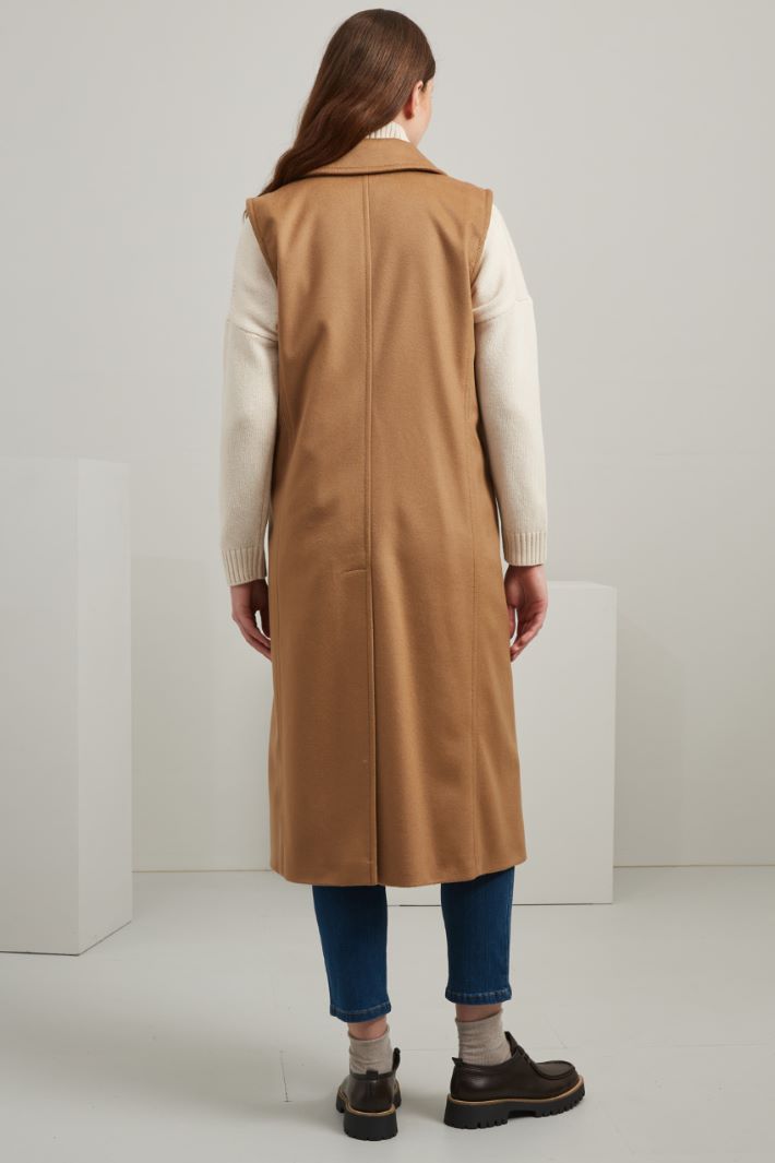 Cappotto smanicato in drap - CAMMELLO - Fashion Market - 4