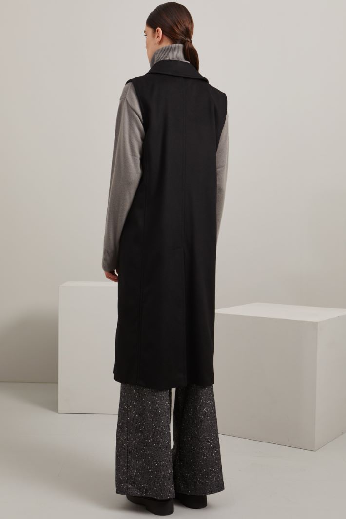 Cappotto smanicato in drap - NERO - Fashion Market - 3