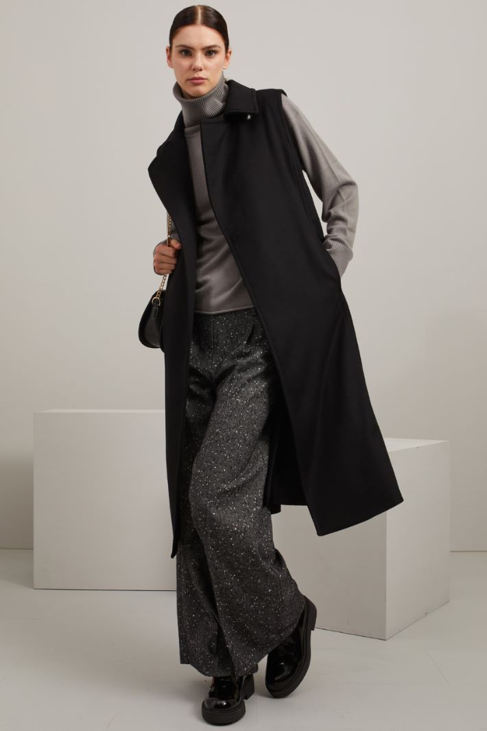 Cappotto smanicato in drap - NERO - Fashion Market