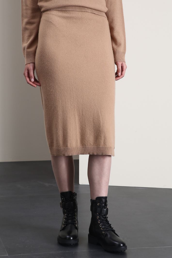 Gonna a tubo in maglia - CAMMELLO - Fashion Market - 4