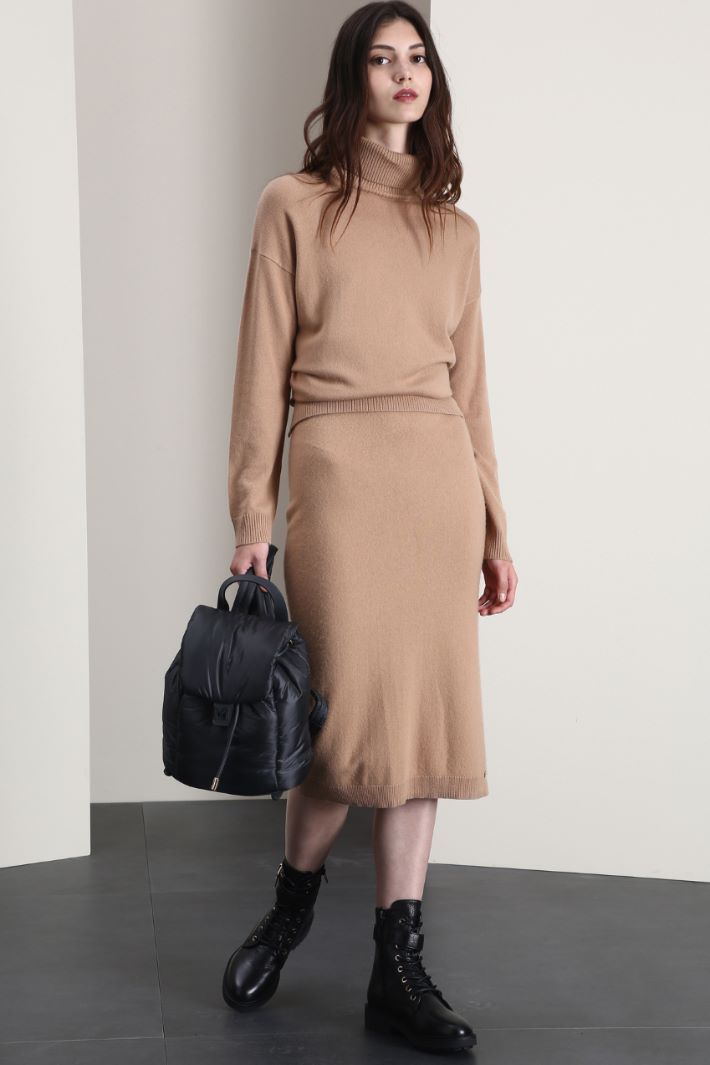 Gonna a tubo in maglia - CAMMELLO - Fashion Market