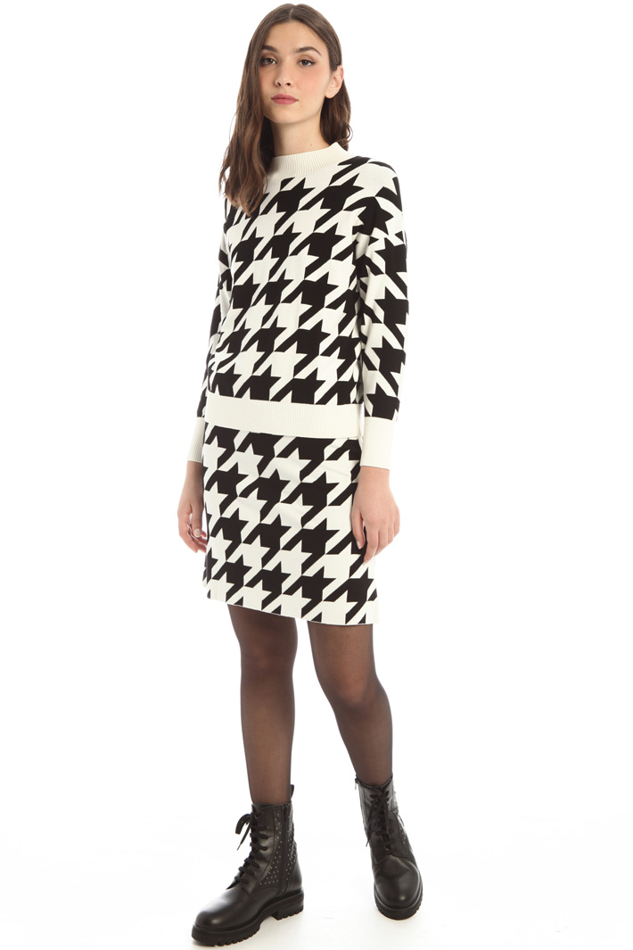 Gonna in viscosa jacquard - BIANCO NERO - Fashion Market