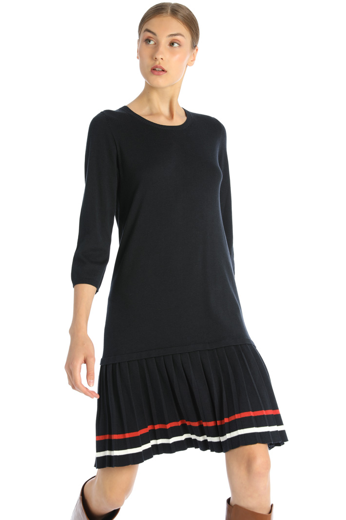 Abito in maglia con balza - BLU NOTTE - Fashion Market - 4