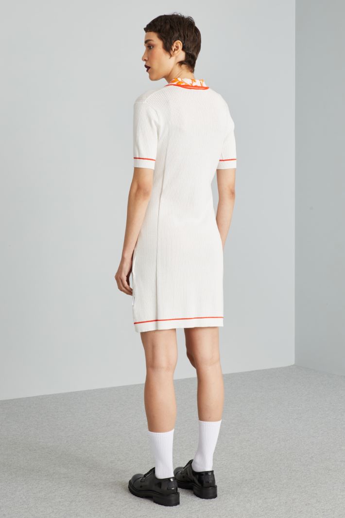 Abito stile polo - BIANCO ARANCIONE ROSSO - Fashion Market - 4