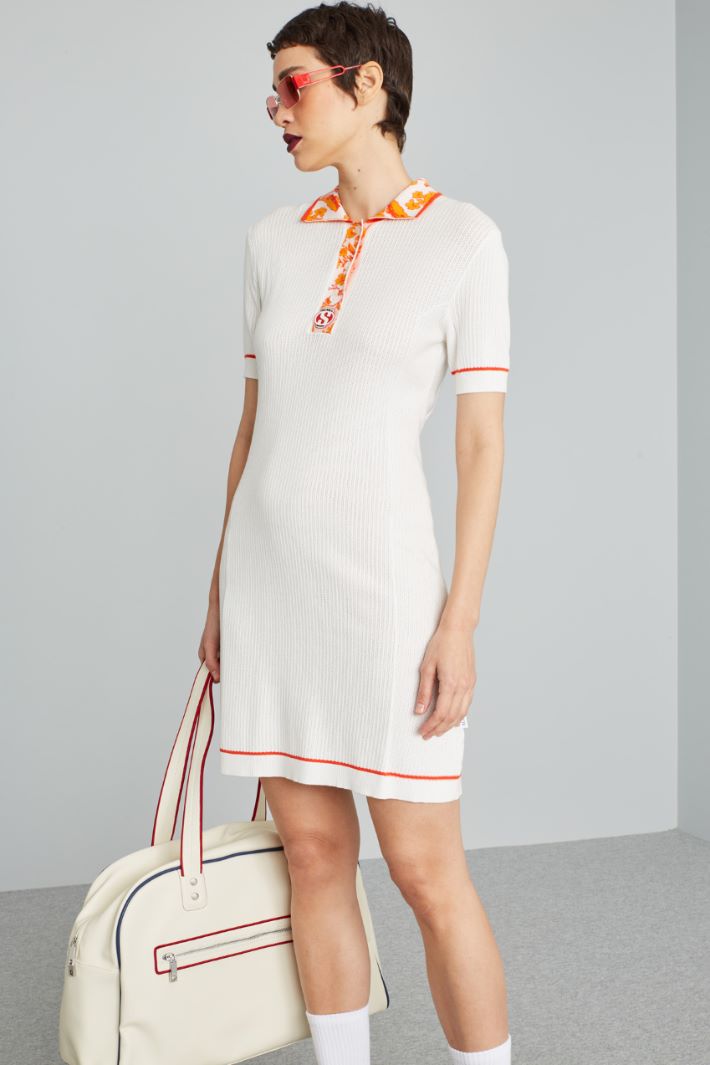 Abito stile polo - BIANCO ARANCIONE ROSSO - Fashion Market - 2