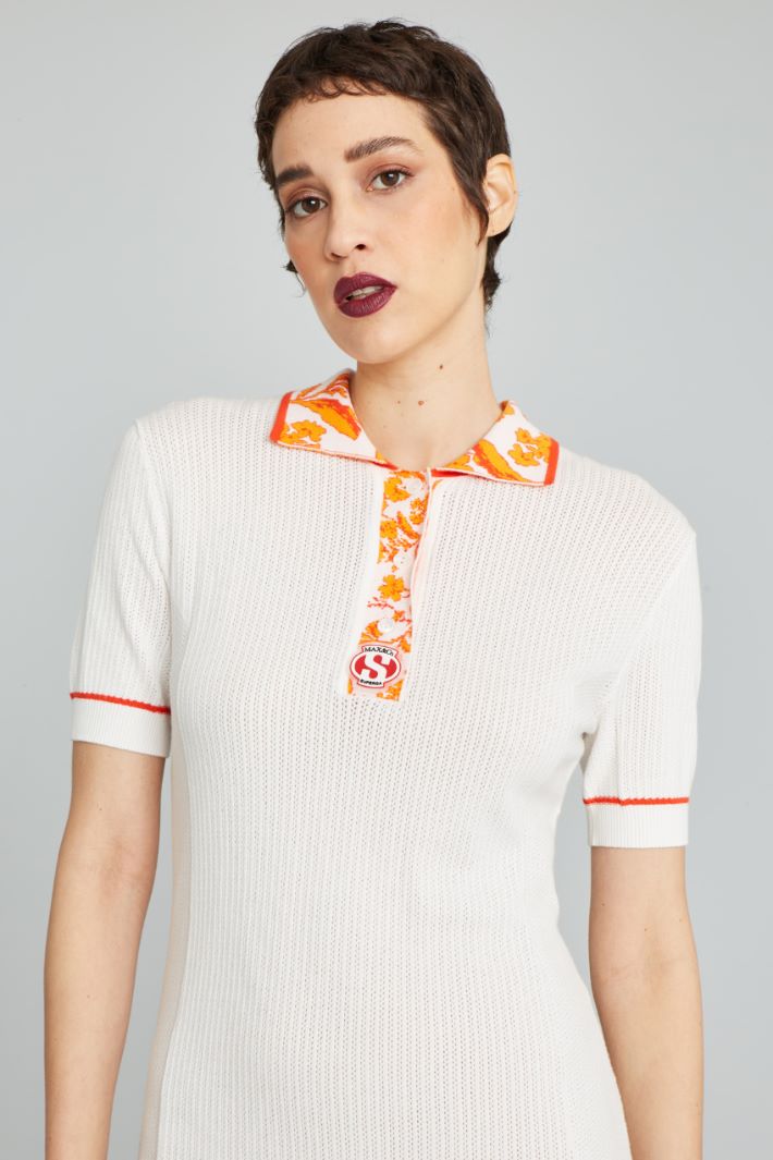 Abito stile polo - BIANCO ARANCIONE ROSSO - Fashion Market - 3
