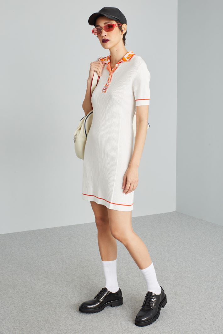 Abito stile polo - BIANCO ARANCIONE ROSSO - Fashion Market