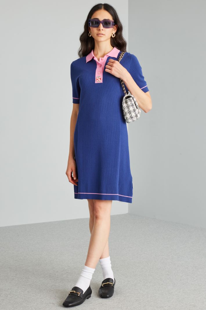 Abito stile polo - BLU ROSA - Fashion Market