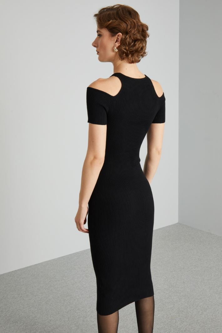 Abito in maglia a maniche corte - NERO - Fashion Market - 4
