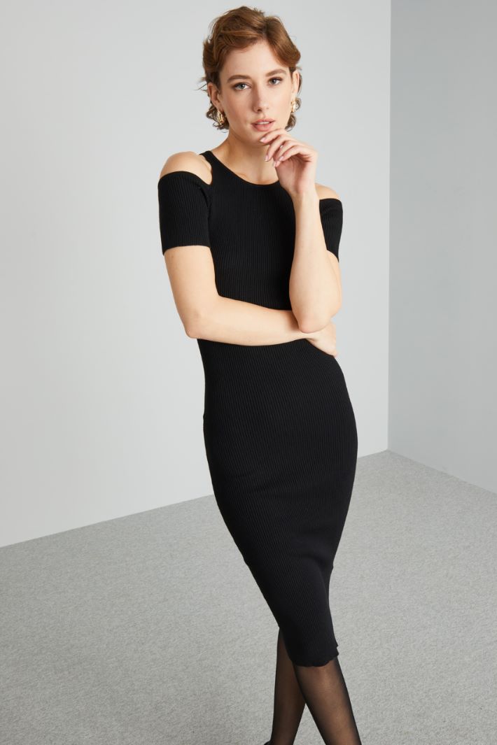 Abito in maglia a maniche corte - NERO - Fashion Market - 2