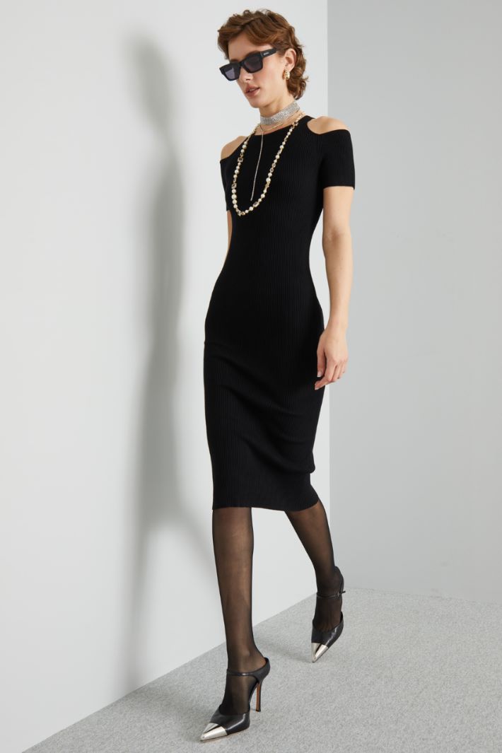 Abito in maglia a maniche corte - NERO - Fashion Market