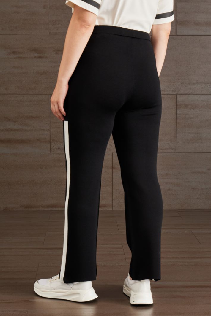 Pantaloni jogger in viscosa  - NERO BIANCO - Fashion Market - 4