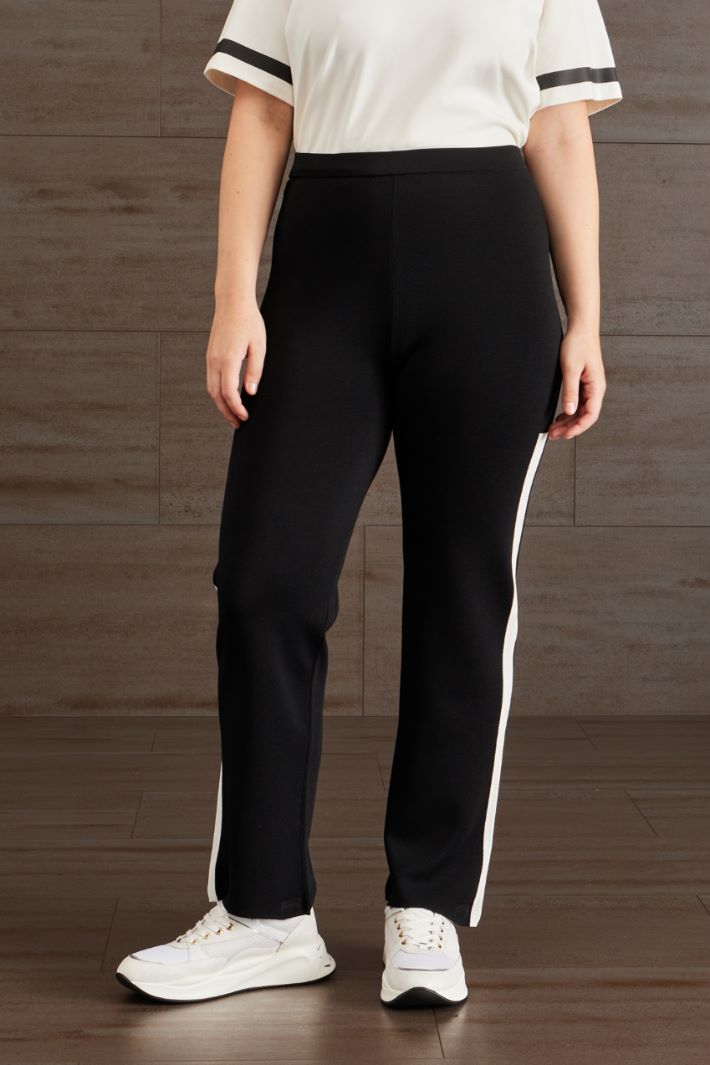Pantaloni jogger in viscosa  - NERO BIANCO - Fashion Market - 2