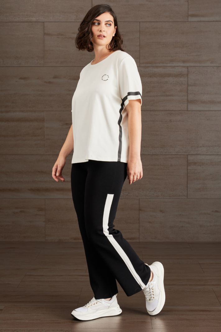 Pantaloni jogger in viscosa  - NERO BIANCO - Fashion Market