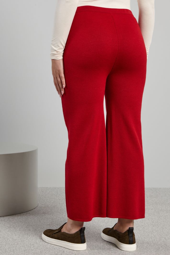 Pantaloni dritti in maglia - ROSSO - Fashion Market - 4