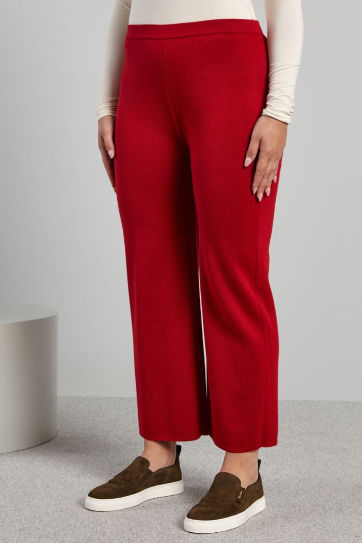 Pantaloni dritti in maglia - ROSSO - Fashion Market - 2