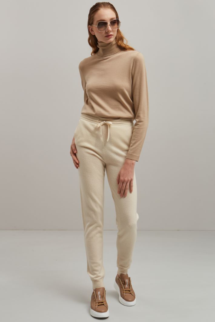 Joggers in lana e cashmere - BIANCO PANNA - Fashion Market